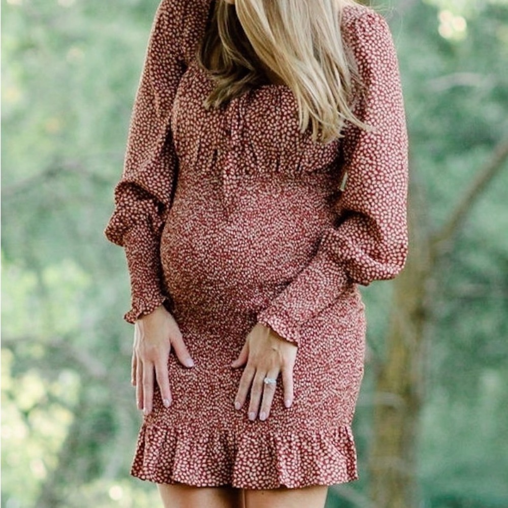 Pinkblush Maternity Dress - Rust Red - Small - Picture 5 of 5